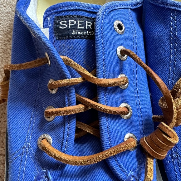SPERRY Top-Sider Marine Blue Shoes MISMATCHED SIZES 8 & 8.5 Leather Laces Curled - Picture 10 of 12